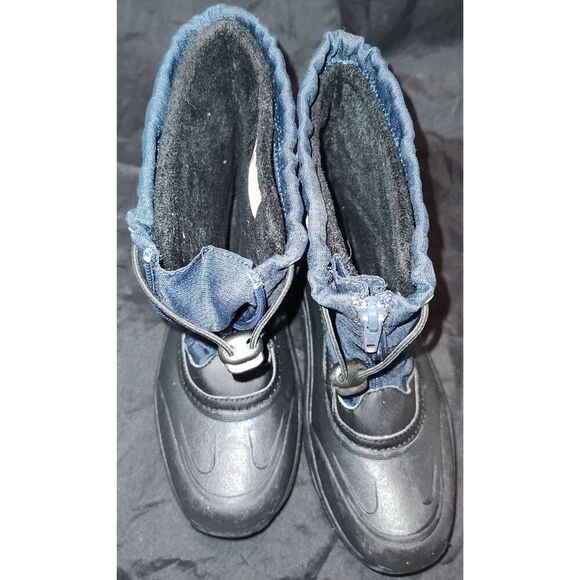 Lands End Snow Winter Boots Black Waterproof Zipper & Draw String at Top Boys 2 - Picture 3 of 5